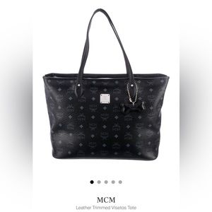 MCM Leather Trimmed Visetos Tote